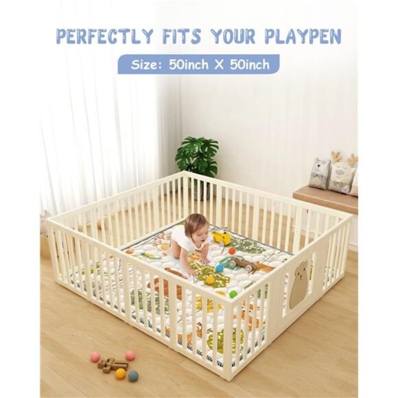Baby Play Mat 50" X 50" Playpen Mat Waterproof Baby Floor Mat Non-Slip - Picture 4 of 7